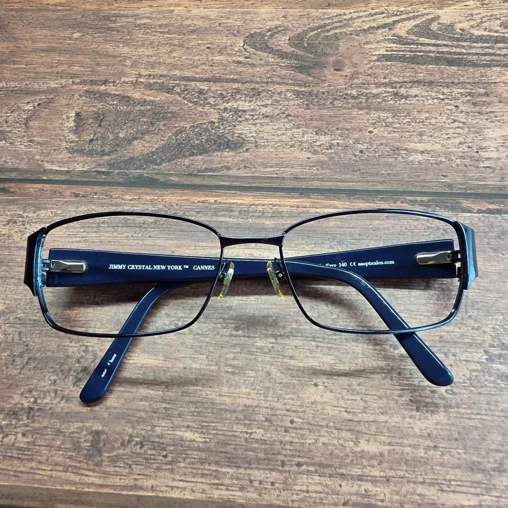 Jimmy Crystal New York Cannes Navy Blue Swarovski Crystal Eyeglass Frames 140